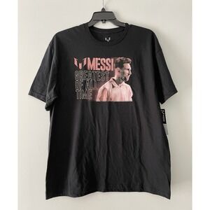 NWT Messi Collection "Greatest Of All Time" Mens Black Tee Shirt Soccer Size XL‎